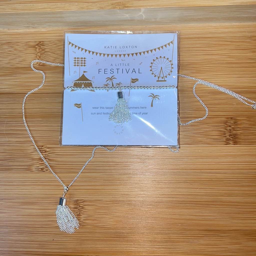 Katie Loxton Matching Silver Necklace & Bracelet W/Tassels-Nwt